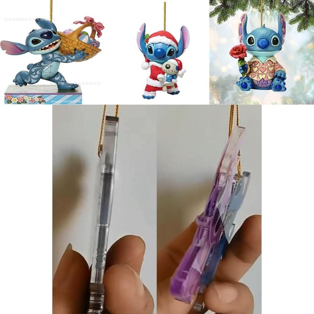 Enchanting Cartoon Anime Stitch Acrylic Pendant Christmas Tree Decoration Diy Crafts