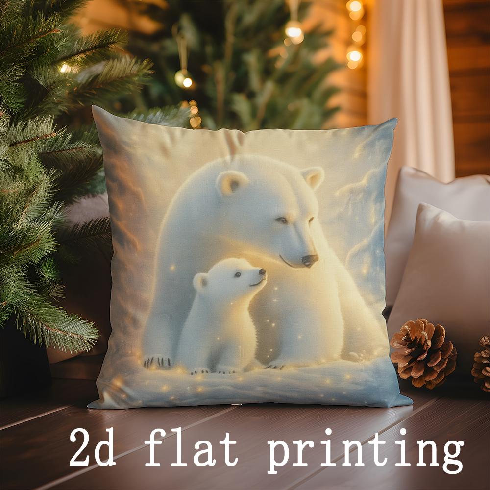 Домашний Декор Милые Белые Медведи Рождественская Подушка Подходит Для Дивана Спальни Автомобиля Наволочка Подушка Прямоугольная Подушка Для Спины