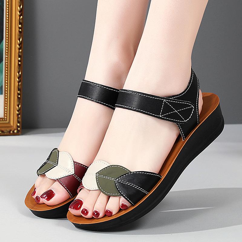 Женские летние римские сандалии на плоской подошве, нарядные повседневные сандалии с открытым носком для девочек, большие размеры