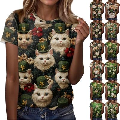 Женская футболка свободного покроя, повседневная, St.. Пуловер с круглым вырезом и короткими рукавами с принтом ко Дню Святого Патрика