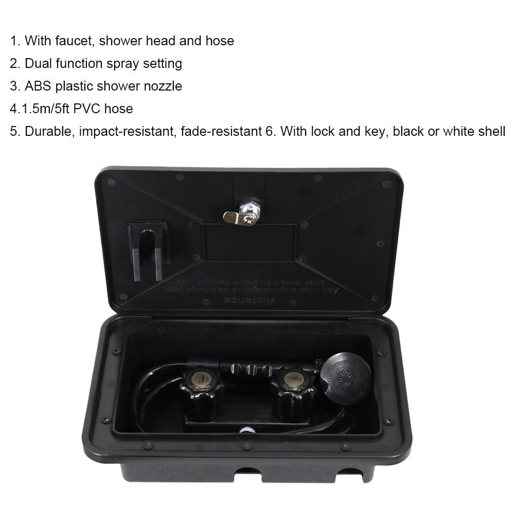 1 Set RV Shower Box Kit With Lock Boat Marine Camper Motorhome Bathroom Kit Accessories White Black
