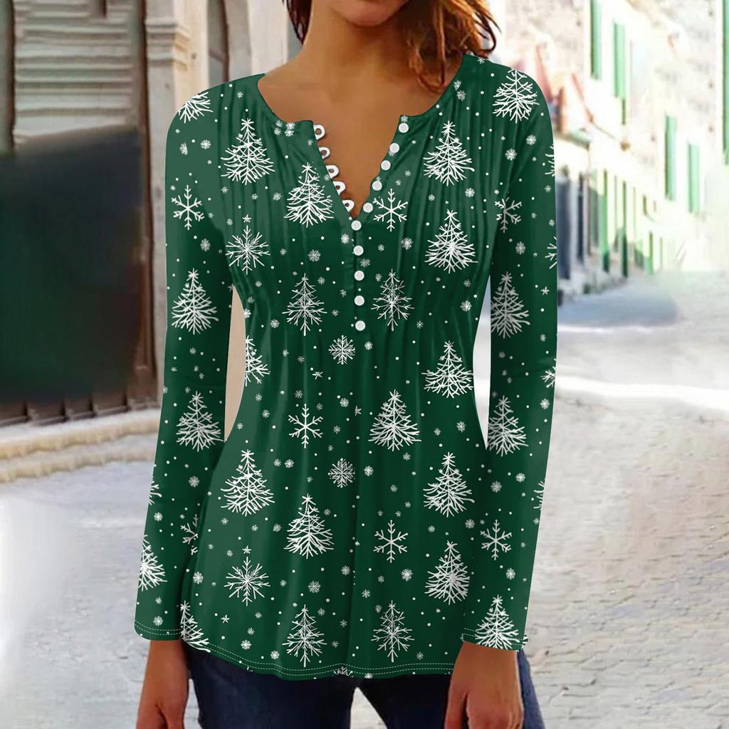 Рубашки с длинным рукавом для женщин, осенняя мода, нарядные повседневные блузки, модные плиссированные туники, топы для леггинсов, Рождество
