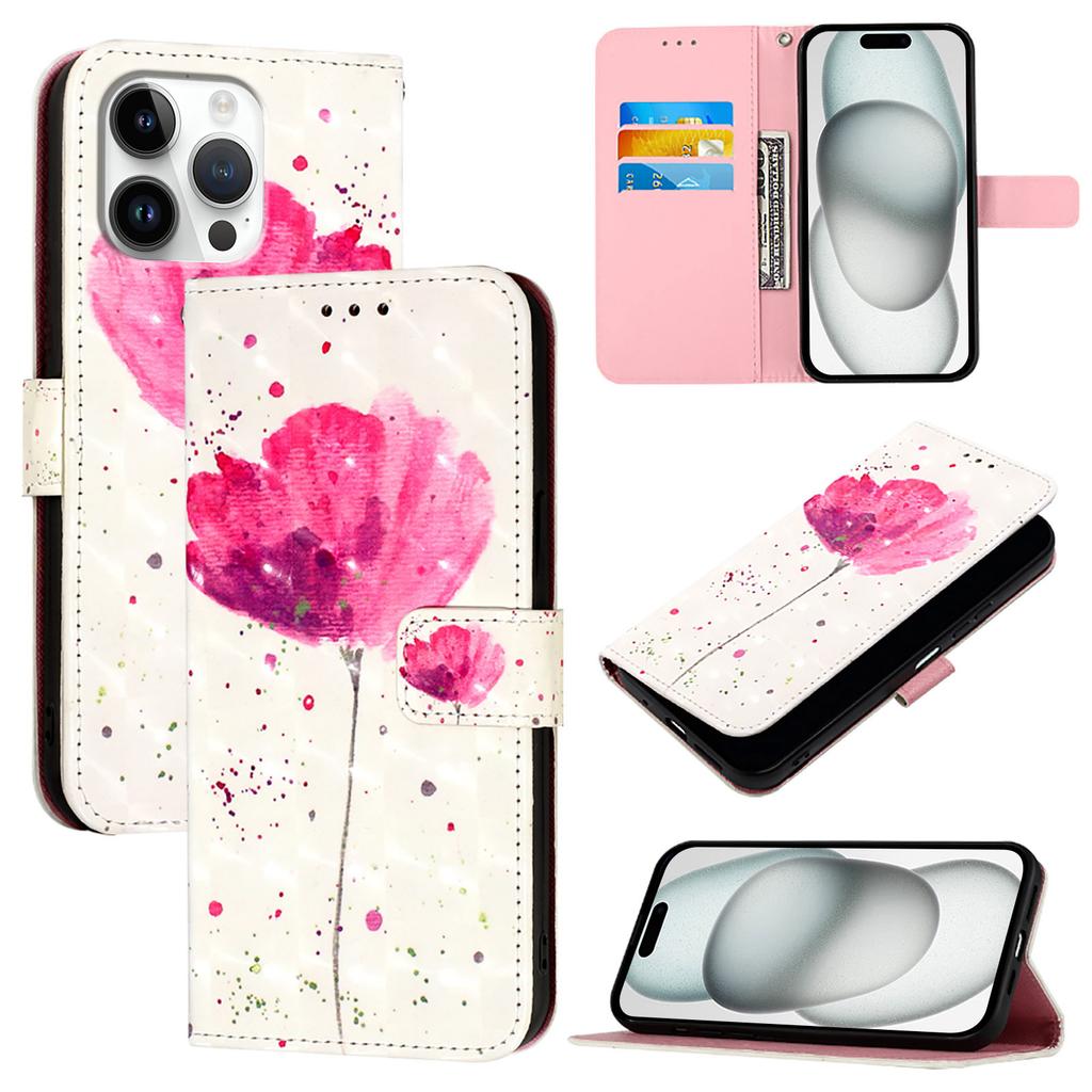 Watercolor Pink Flower" PU Leather Wallet Phone Case–Magnetic Clasp,Shockproof & Card Slots for iPhone,Samsung,Huawei,Xiaomi,Moto,Oppo Vivo and More