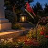 Rust-resistant Memorial Light Metal Red Bird Garden Stake Lamp, Vintage Lantern for Cemetery Yard Patio, Long-lasting Outdoor Rustic Ornament,