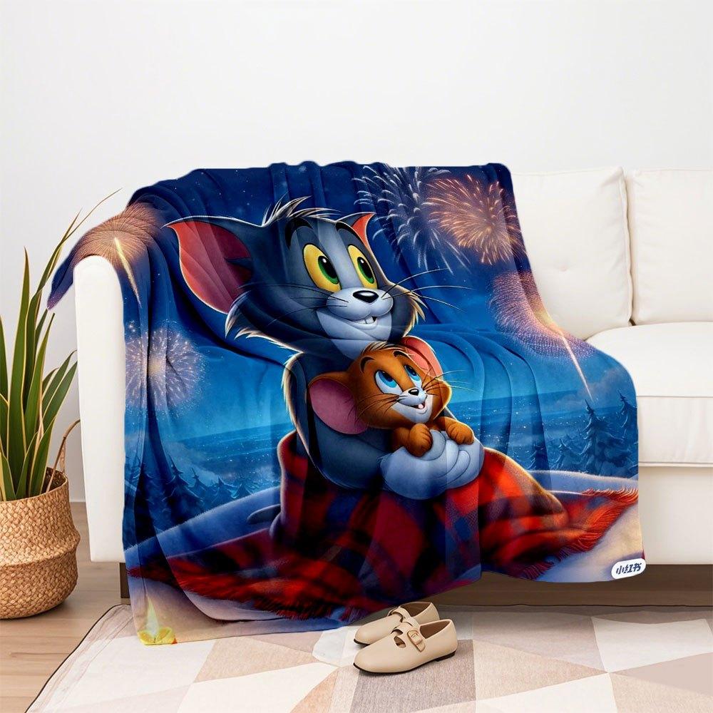 "Tom & Jerry: Magical Night Blanket"Blanket Flannel Throw Blanket for Sofa, Bed, Travel, Camping, Office