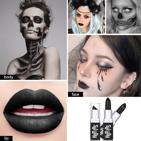 Black Lipstick Matte Pearlescent Non-stick Nourishing Long Lasting Waterproof Highly Pigmented Lip Tint Stain Stick Halloween Women Lip Makeup Tools