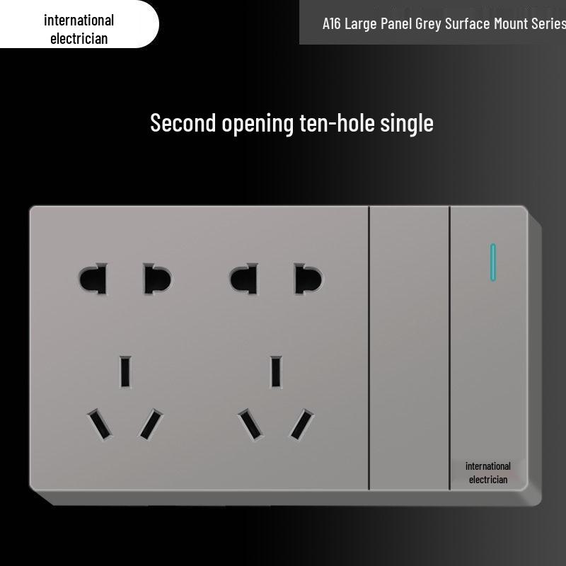 Сверхтонкая 16A накладная электрическая розетка с пятиконтактной настенной панелью для бытового использования и использования с кондиционером