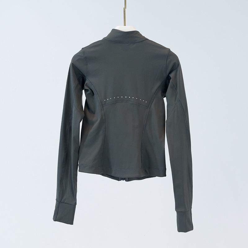 Женская спортивная куртка облегающего кроя со светоотражающими элементами - Легкий нейлон-спандекс, воротник-стойка для летних мероприятий на открытом воздухе