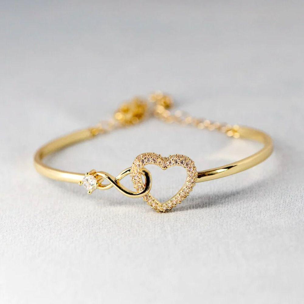 Hollow Hollow Love Heart Bangles Copper Women's Jewelry Fashion Love Heart Open Bangles