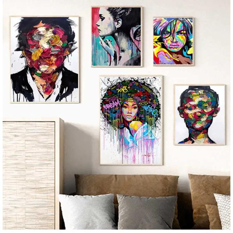 for Living room Home Decor no frame Wall Art Pictures Colorful Charming Girl Canvas Painting Prints Decoration