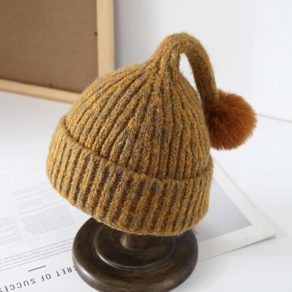 Personalized knitted hat women's autumn and winter thickened warm wool hat trendy versatile face small bag head cold hat