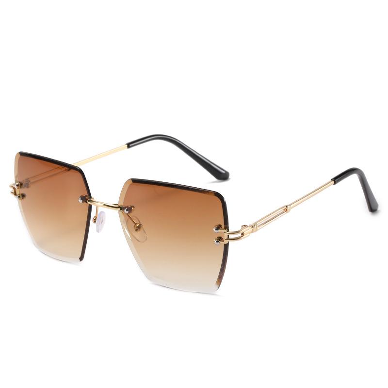 Новые безрамочные солнцезащитные очки с обрезанным краем, женские модные многоугольные солнцезащитные очки с градиентным цветом 9064