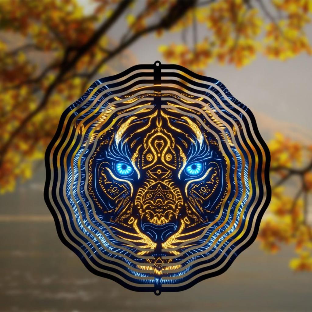 10-дюймовый колокольчик ветра на тему тигра для сада, патио, элегантный уличный декор, подвесное произведение искусства, подарок для друзей, весна, лето, светящийся