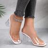 Fashion Elegant Transparent Pvc Clear High Heels Slippers Women 2025 Summer Square Toe Crystal Sandals Women Sexy Slip On Party Shoes