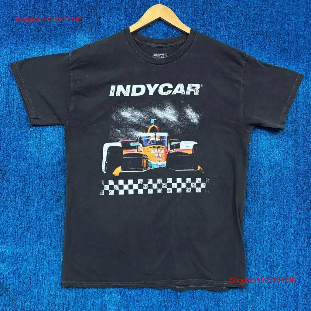 Race Day Checkered Finish Line Indy Car Series Promo T Shirt M Vintage Washed Fashion Homme Stylish Unisex Comfortable