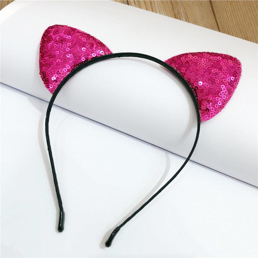 Glitter Cute Cat Ears Headband Kitty Headband Women Girls Kids Sparkly Hair Metal Hoop Shiny Hair Bands Hair Accessories
