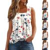 Square Collar Tank Top Women Print Tank Tee Casual Loose Fit Sleeveless Shirt