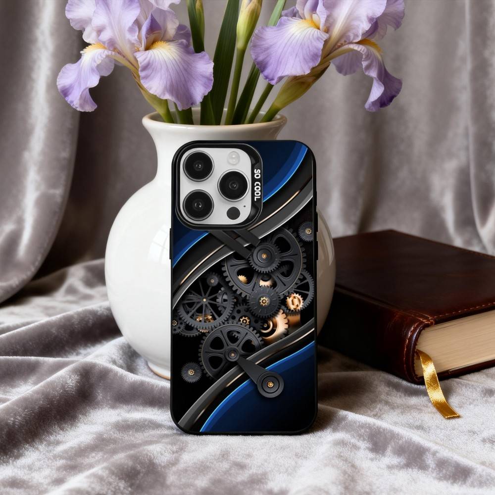 M-Mechanical G-Gear-R Phone Case For iPhone17,16,15,14,13,12,11 Plus,Pro Max Candy Silver Plated Inside Cover