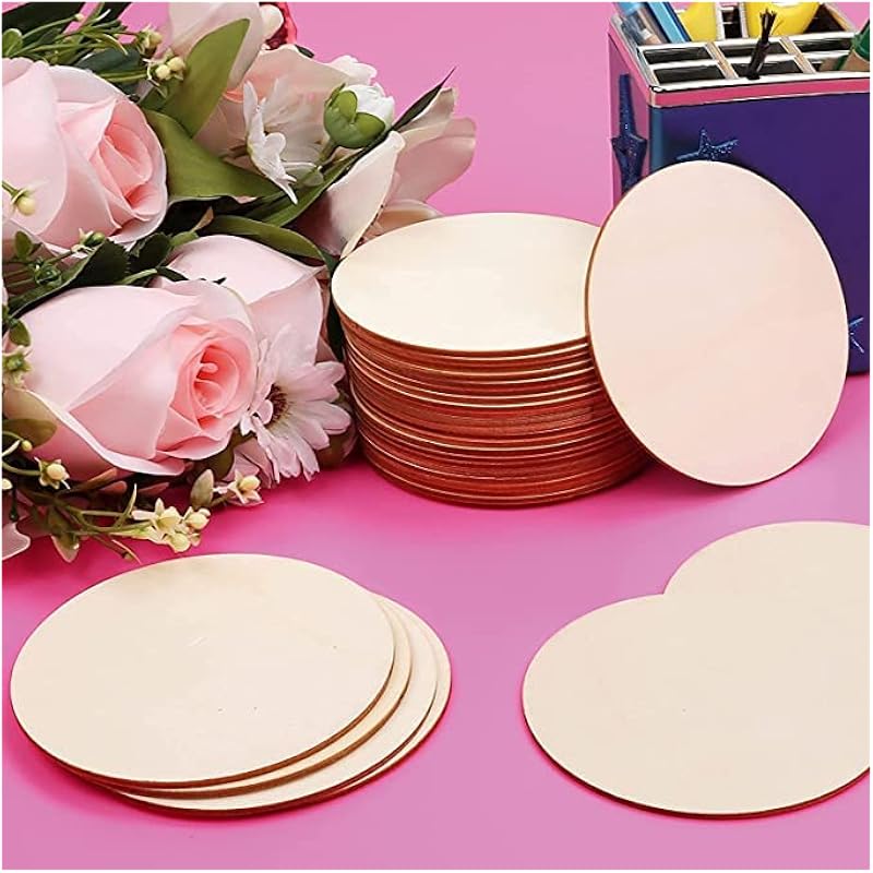 Eduway 8X8 Inch Round Mdf Board Wood Sheet For Craft Art, 4Mm Thick, Pack Of 8 - Premium Pine Cardboard For Artists, Art