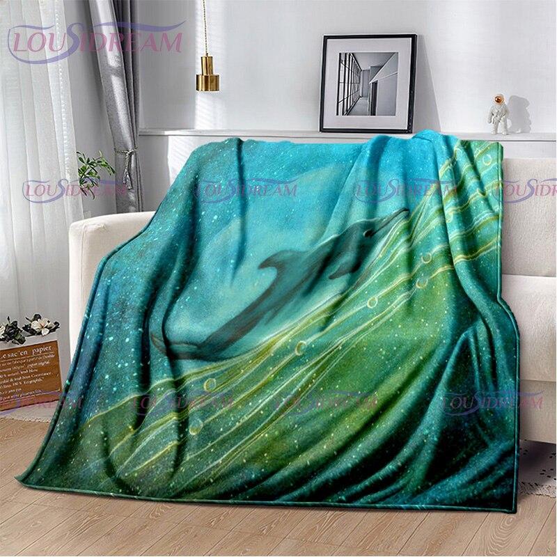 Dolphins Blanket Ocean Animal Sea Life Super Soft Warm Print Throw Blanket for Kids Adult Office Bed Sofa Couch Napping Blanket