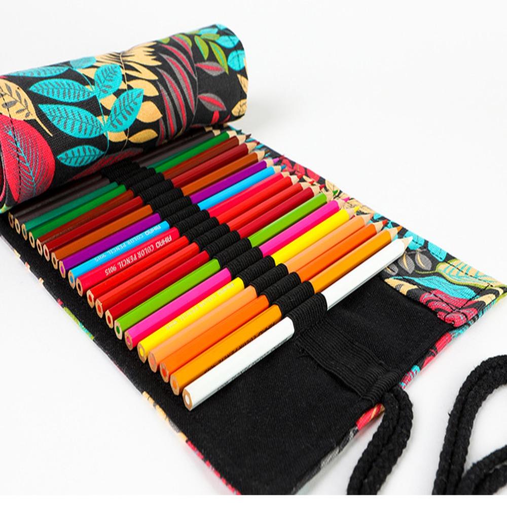 Colorful Cloth Roll Up Pen Curtain Canvas Pencil Bag New Pencil Case  Student School Supplies