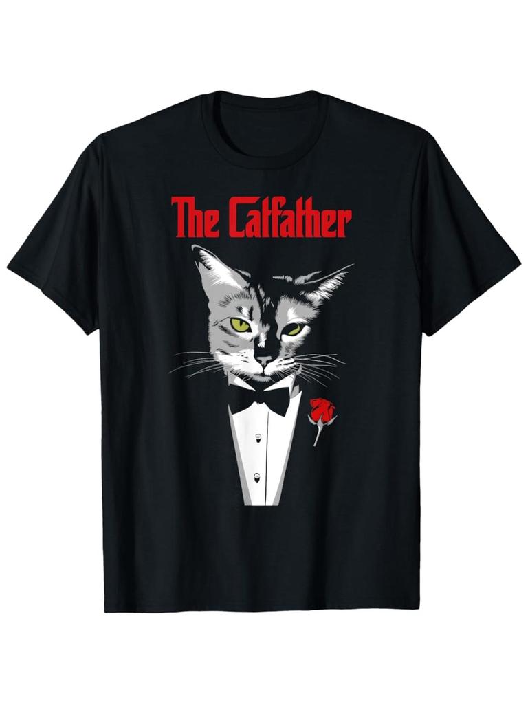 The Catfather Cat Daddy Funny Fathers Day Gift TShirt 100 Cotton ONeck Short Sleeve Summer Casual Mens Tshirt Streetwear