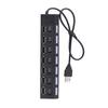 Compact USB 2.0 Adapter Hub with 7 Ports Universal Widely Compatible LED High-speed Power ON/OFF USB Splitter Dock
