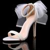 Fashion Summer New  Fashion Bowknot Beading Women Gladiator Sandals Luxury Pearls White Thin High Heels Wedding Bridal Party Shoes
