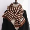 Striped Woolen Long Scarves Soft Shawl Wrap Vintage Winter Scarf  Women