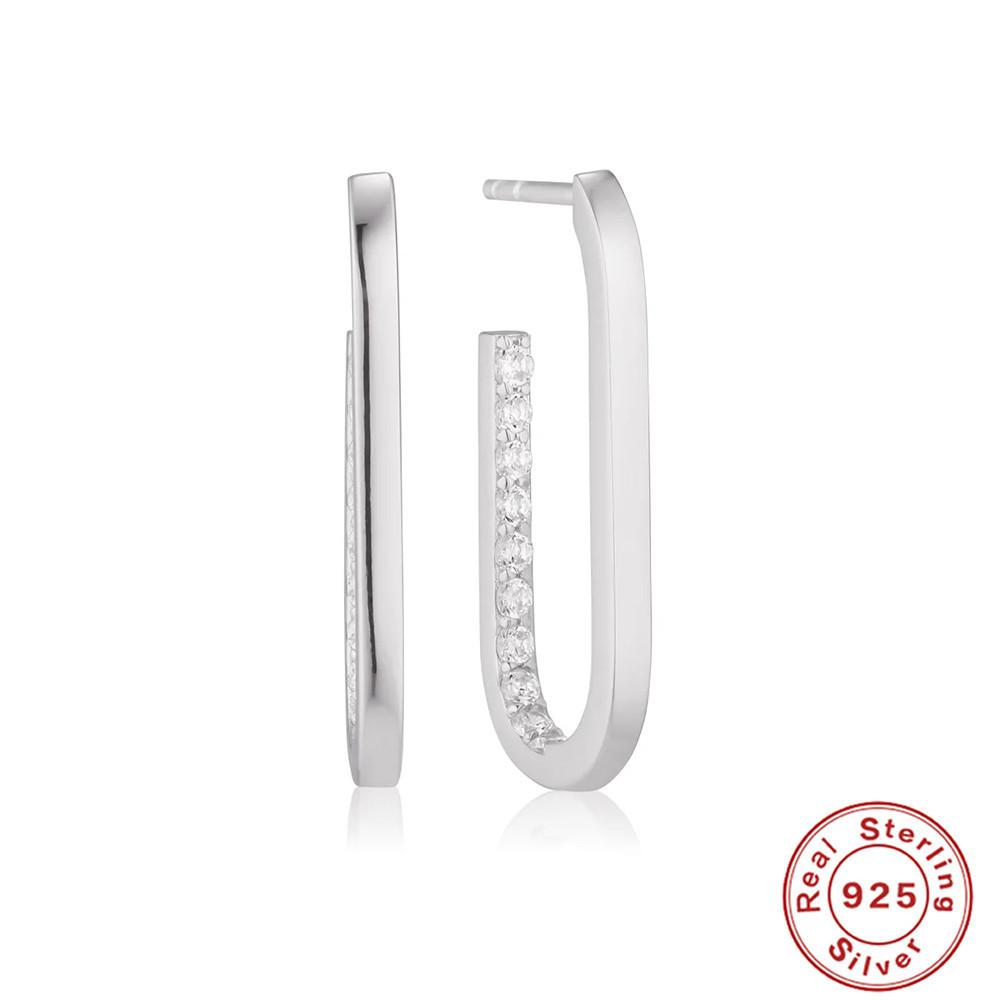 Серьги из стерлингового серебра S925, простые, модные, атмосферные, геометрические, с бриллиантовой инкрустацией, серьги, серьги, серьги, серьги