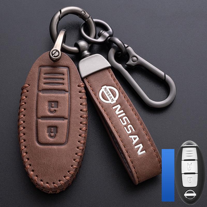 ACN1 Zinc Alloy Style Car Leather Key Case Cover Shell Fob Holder Accessories for NISSAN-Tiida Qashqai X-TRAIL Terra18 370Z MARCH 15