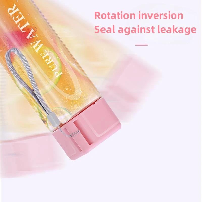 500ml Simple Square Water Bottle Personalized Portable Creative Portable Cup Leak Proof Heat-resistant Plastic Sport Bottle