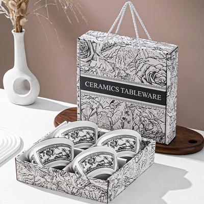 Элегантный набор сине-белых фарфоровых пиал