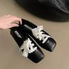 Gentle Ballet Style Soft-soled Flat-soled Single Shoes Women's 2025 New Square-headed Fairy Lace-up Little White Shoes Grandma Shoes