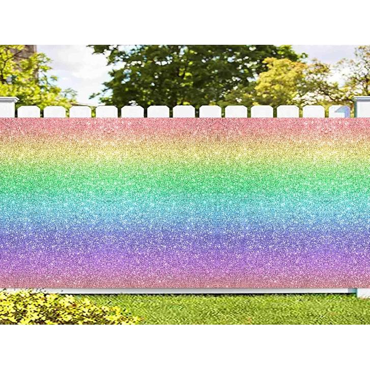Colorful Rainbow Printed Garage Door Decorations Background (No Glitter) Party Photography Backdrop Kids Girl Princess Birthday Outdoor Banner Party