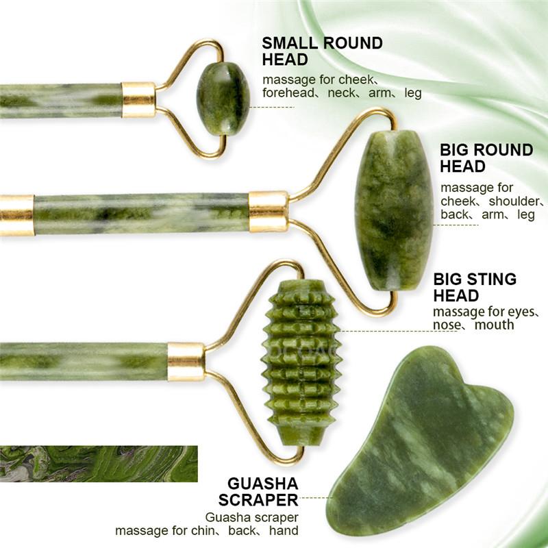 Массажер для лица Guasha Jade Roller Scraper Инструменты для ухода за кожей лица