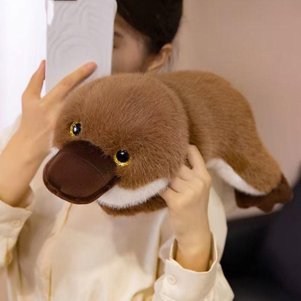 Super Soft Simulation Platypus Toy Fluffy Material Stuffed Animal Doll Christmas Gift