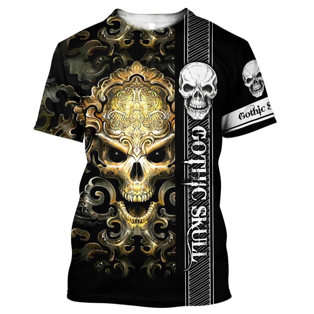 Мужские футболки с 3D принтом Reaper Skull Angel And Demon, летняя мода, рубашки с короткими рукавами в стиле Харадзюку, топы унисекс, футболки