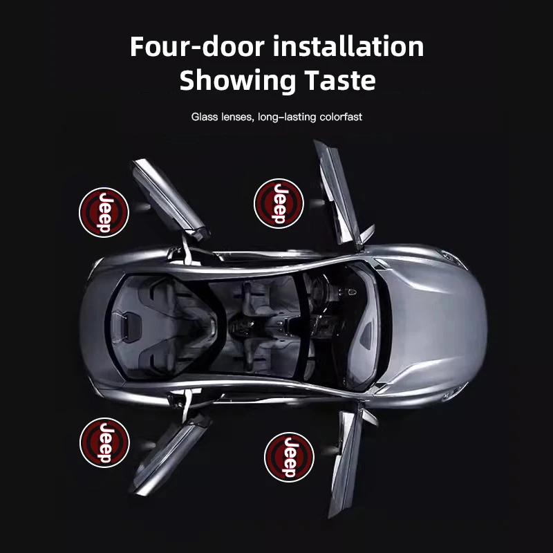 For Jeep HD Car Projector Door Light Welcome Lamps Accessories For Jeep Grand Cherokee Wrangler JK Gladiator Compass Renegade