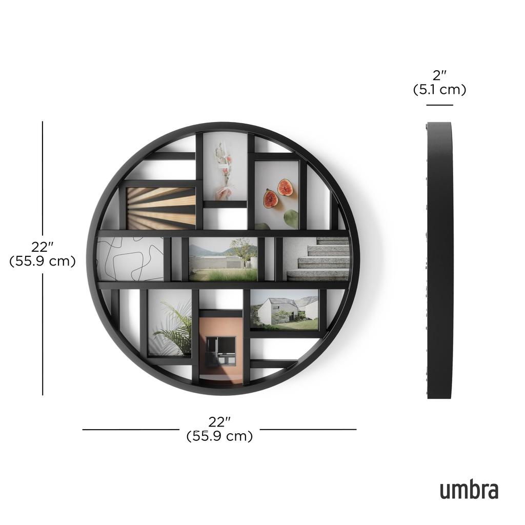 Umbra LUNA Photo Frame, Black, 9-Panel, Multi-Plate Photo Display