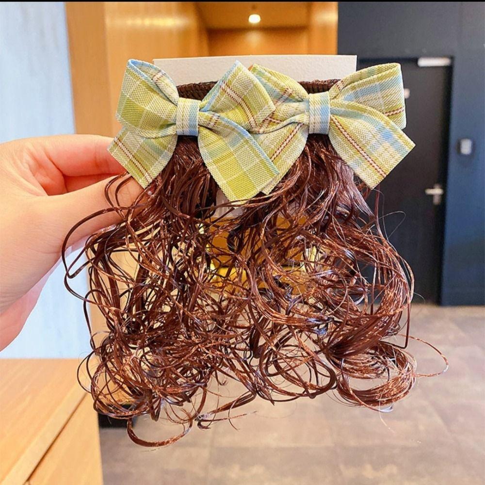 2Pcs Curly Baby Wig Hairpin Princess Bowknot Hairclip Fasion Children's Bow Wig Girls