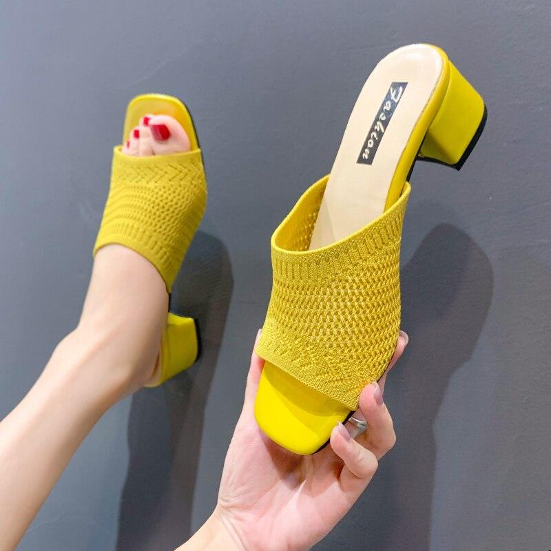 Летние сандалии большого размера, женская обувь, женские шлепанцы, босоножки на высоком квадратном каблуке с открытым носком, женская обувь, повседневная обувь на квадратном каблуке, 2023