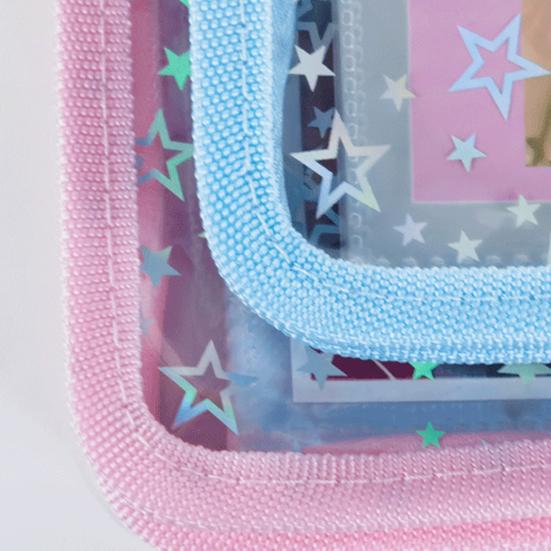 Папка-регистратор на молнии с прозрачным окном, дизайн со звездами, ПВХ обложка, органайзер для карт с множеством отделений, портативный держатель для карт, папка для карточек айдолов, фото