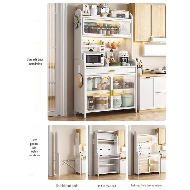 Bei Fu White Carbon Steel Kitchen Storage Sideboard