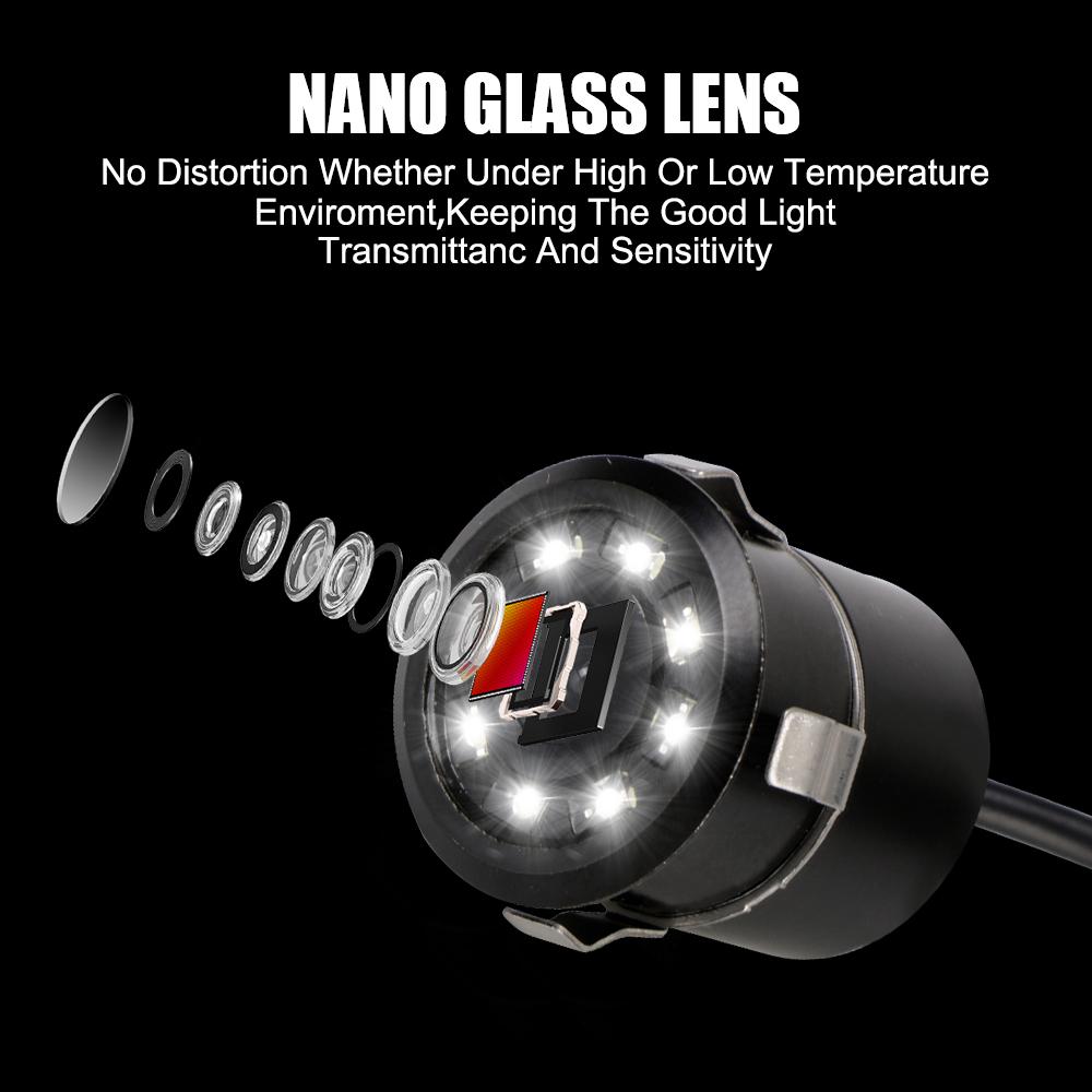 CCD Водонепроницаемая широкоугольная резервная камера 170° Автомобильная камера заднего вида Универсальная камера ночного видения 8 светодиодов Мониторинг парковки Реверс для автомобиля