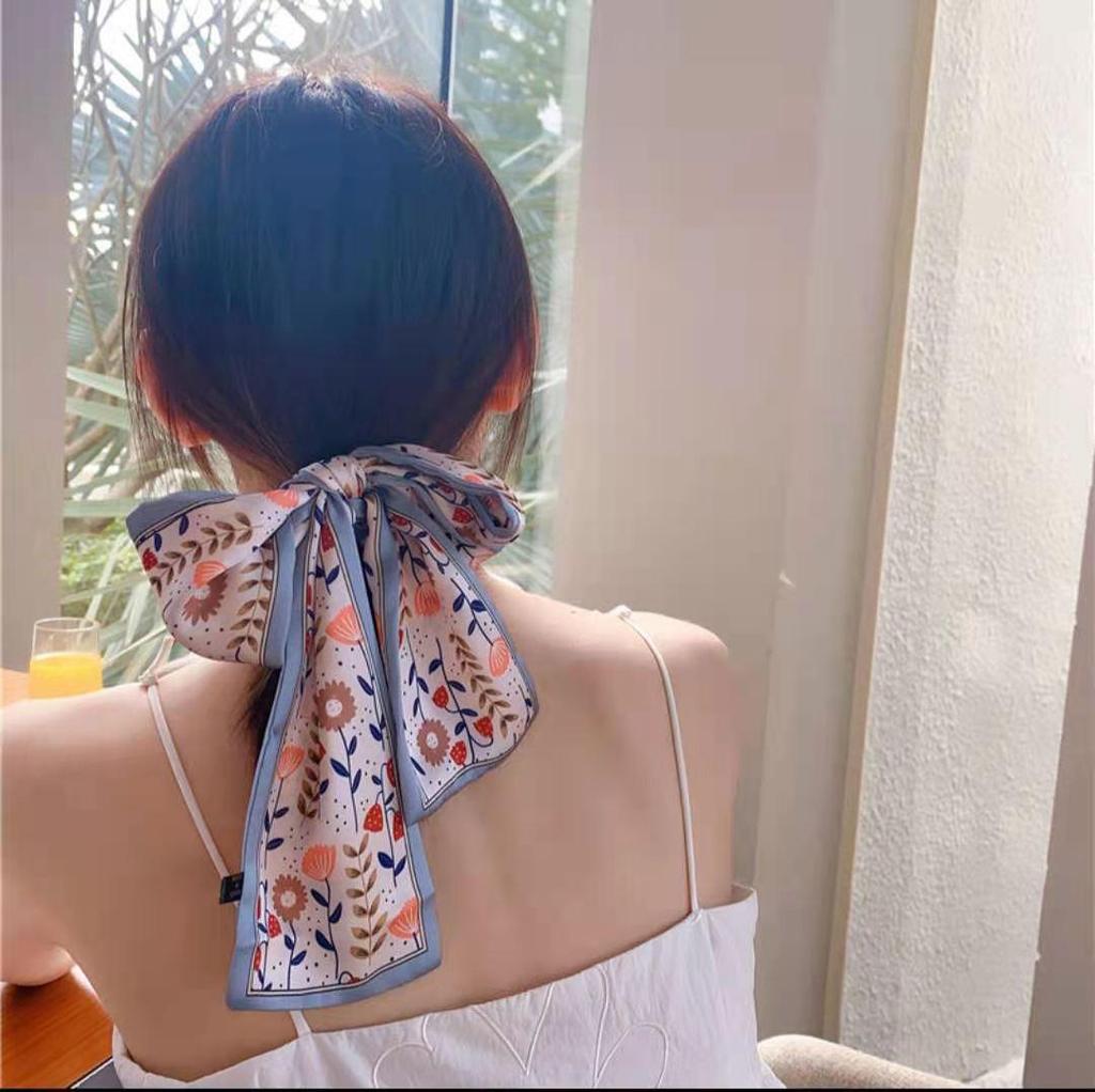 Classic French Silk Scarf: Retro Headband & Hair Ribbon for Women