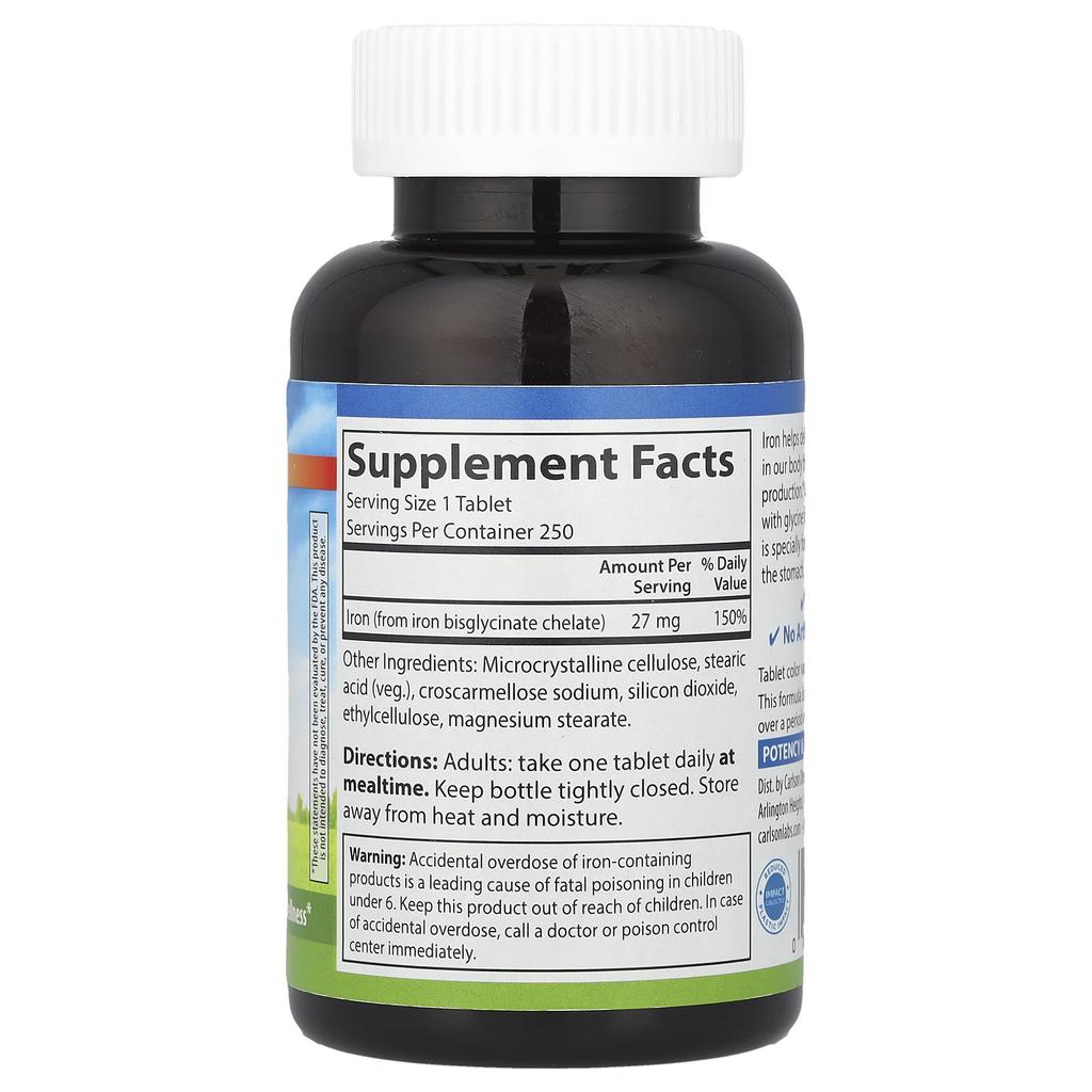 Chelated Iron, 27Mg, 250 Tablets