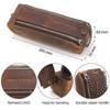 Leather Pen Pouch Holder Large Capacity Desktop Organizer Retro Zipper Pen Pencil Case  Stationary