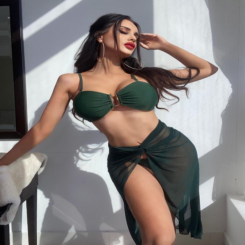 Европейский и американский купальник-тройка 2023: Женский набор бикини