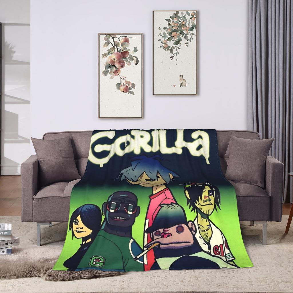 Британская виртуальная группа Gorillaz, рок-хип-хоп плед, теплый, мягкий, оригинальный плюшевый плед для путешествий, офиса, фланелевое покрывало на кровать.